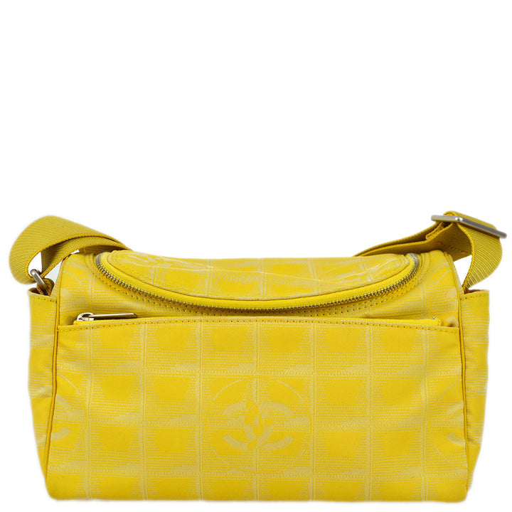 Top Quality Chanel 2001-2003 Yellow Jacquard Nylon New Travel Line Shoulder Bag