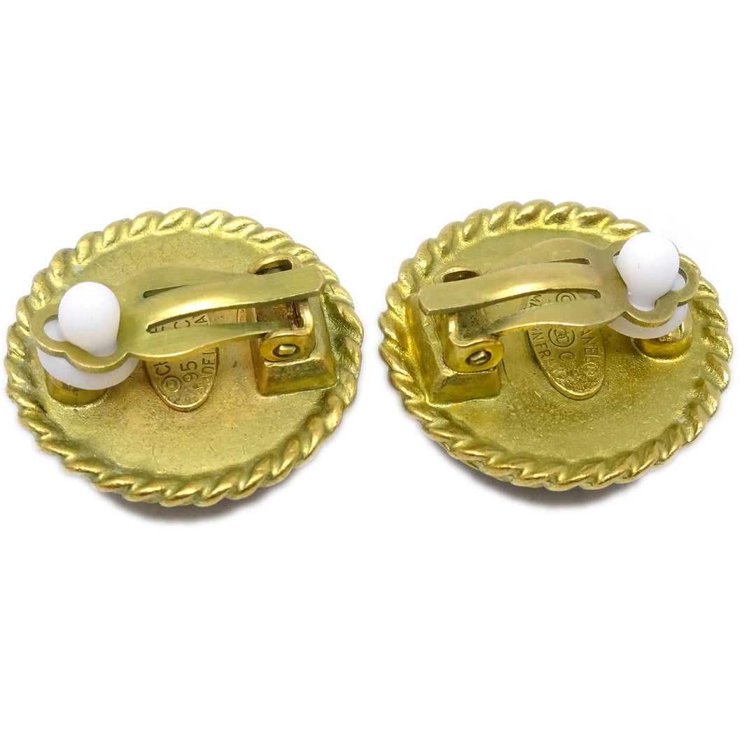 Top Quality Chanel Gold Button Earrings Clip-On 95C