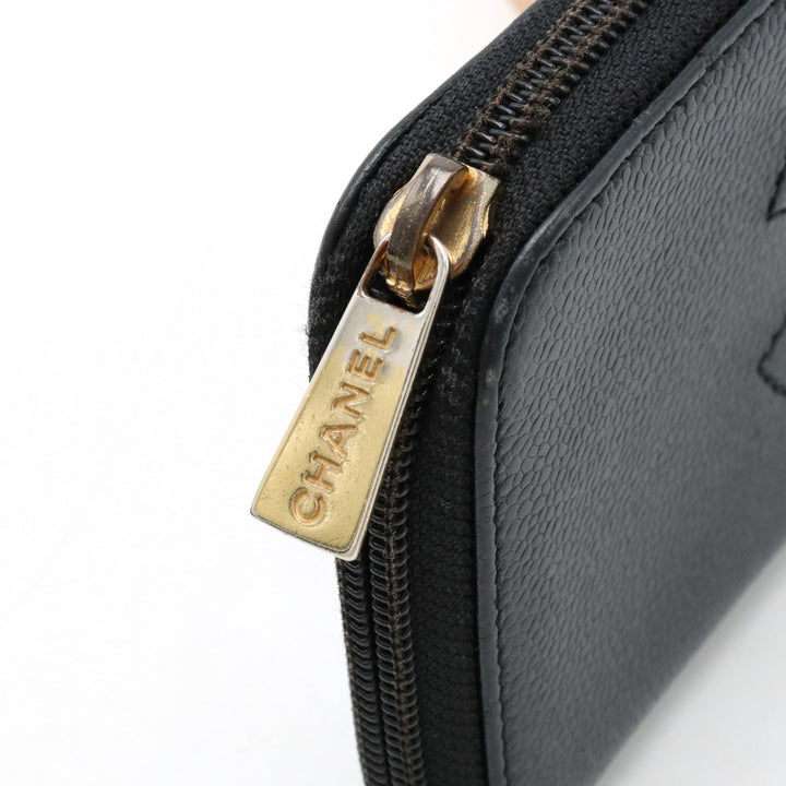Top Quality Chanel Long Zip Wallet in Black Caviar Leather A13228