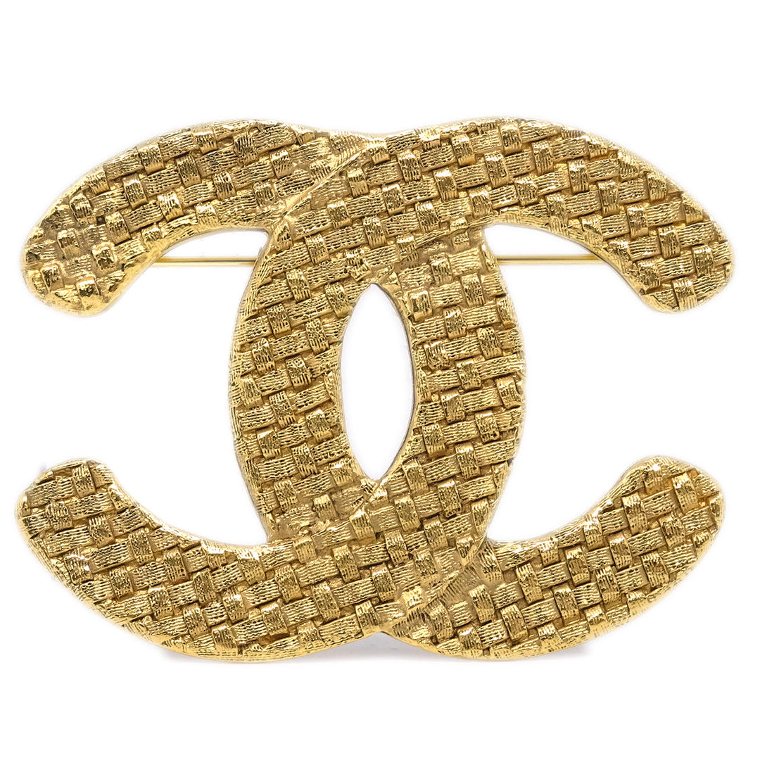 Top Quality Chanel CC Quilted Brooch Pin Gold 1261/29