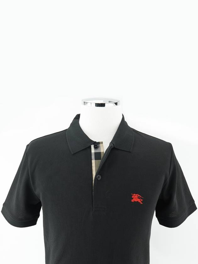 Burberry Men's Embroidered Logo Cotton Polo Shirt Black