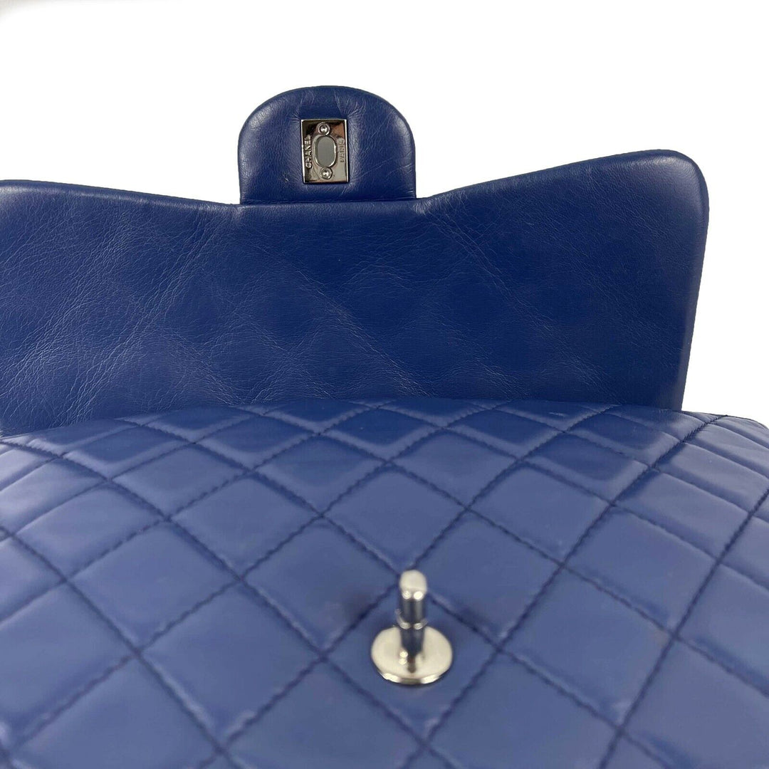 Chanel - Classic 08 Single New Bag - Blue Quilted Lambskin Maxi Shoulder Bag