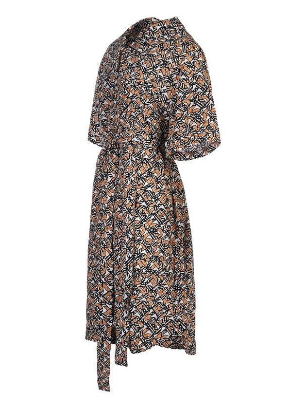 Burberry Monogram Logo Print Silk Midi Dress