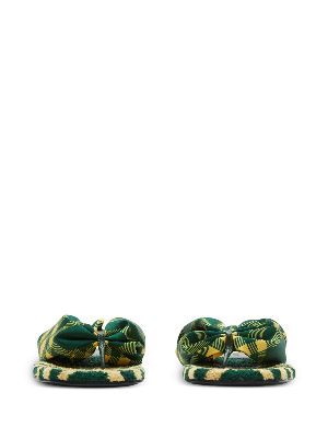 Burberry Check Pool Flat Slides Green