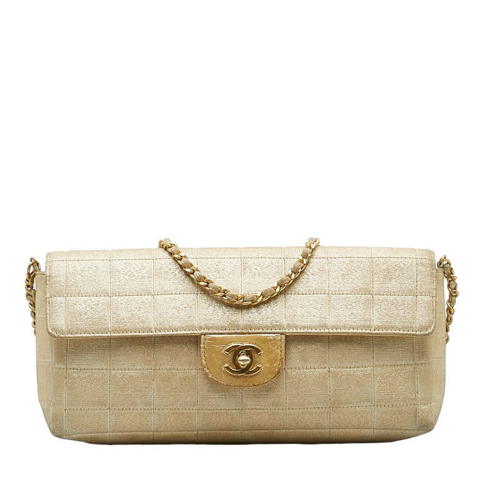 Top Quality Chanel Coco New Label Line Chain Shoulder Bag Beige Canvas Leather  Chanel
