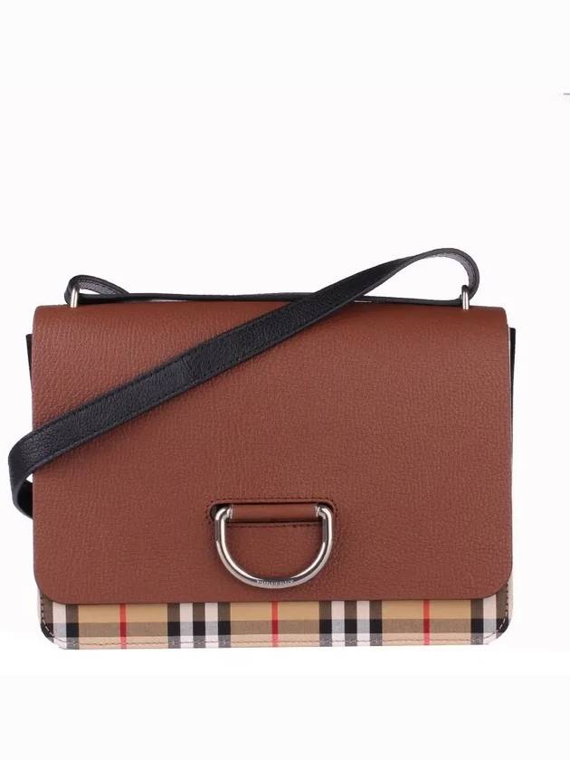 Burberry Vintage Check Leather D-Ring Medium Cross Bag Brown