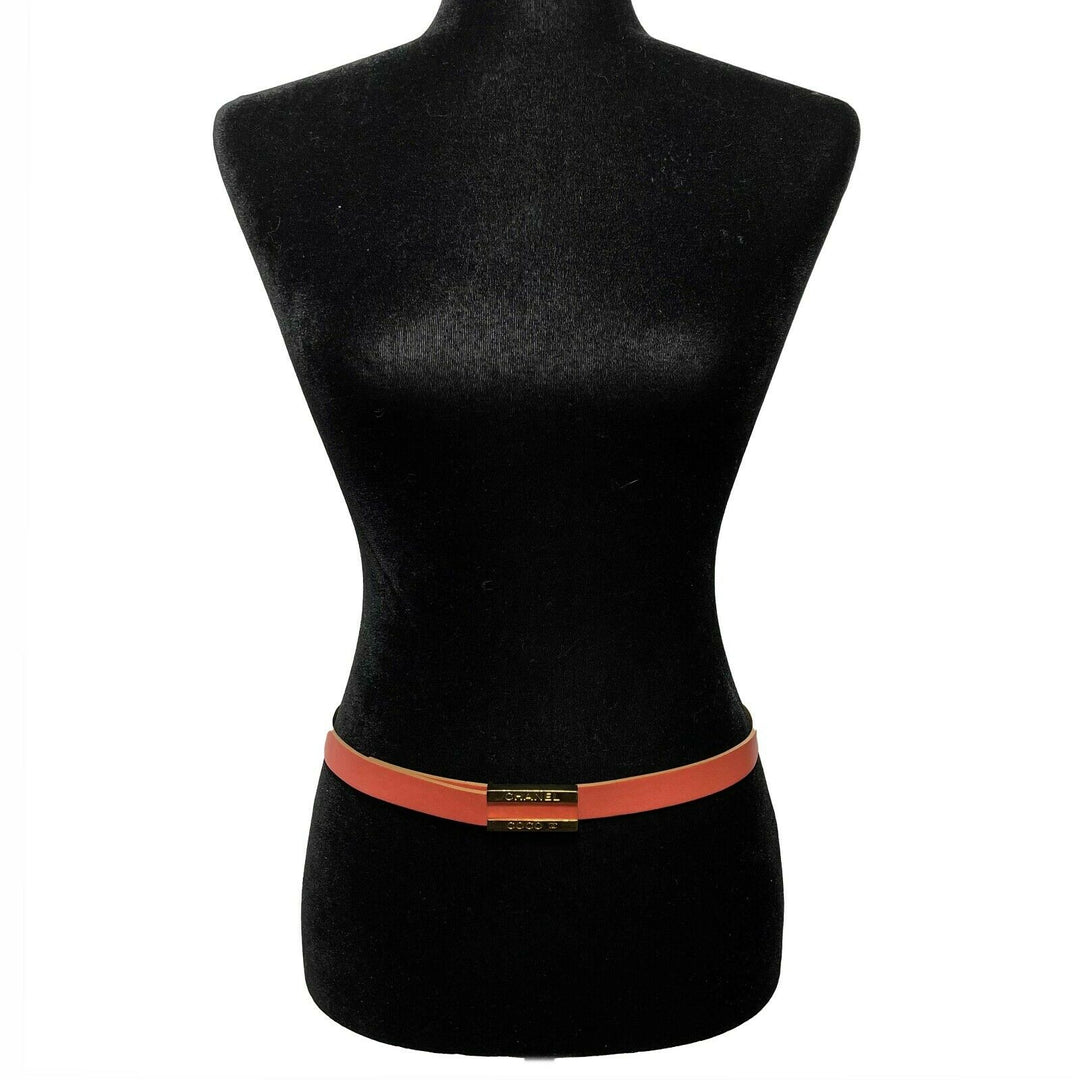 Chanel - 01P 2001 Spring Vintage Leather Belt -Salmon / Gold 80 / 32