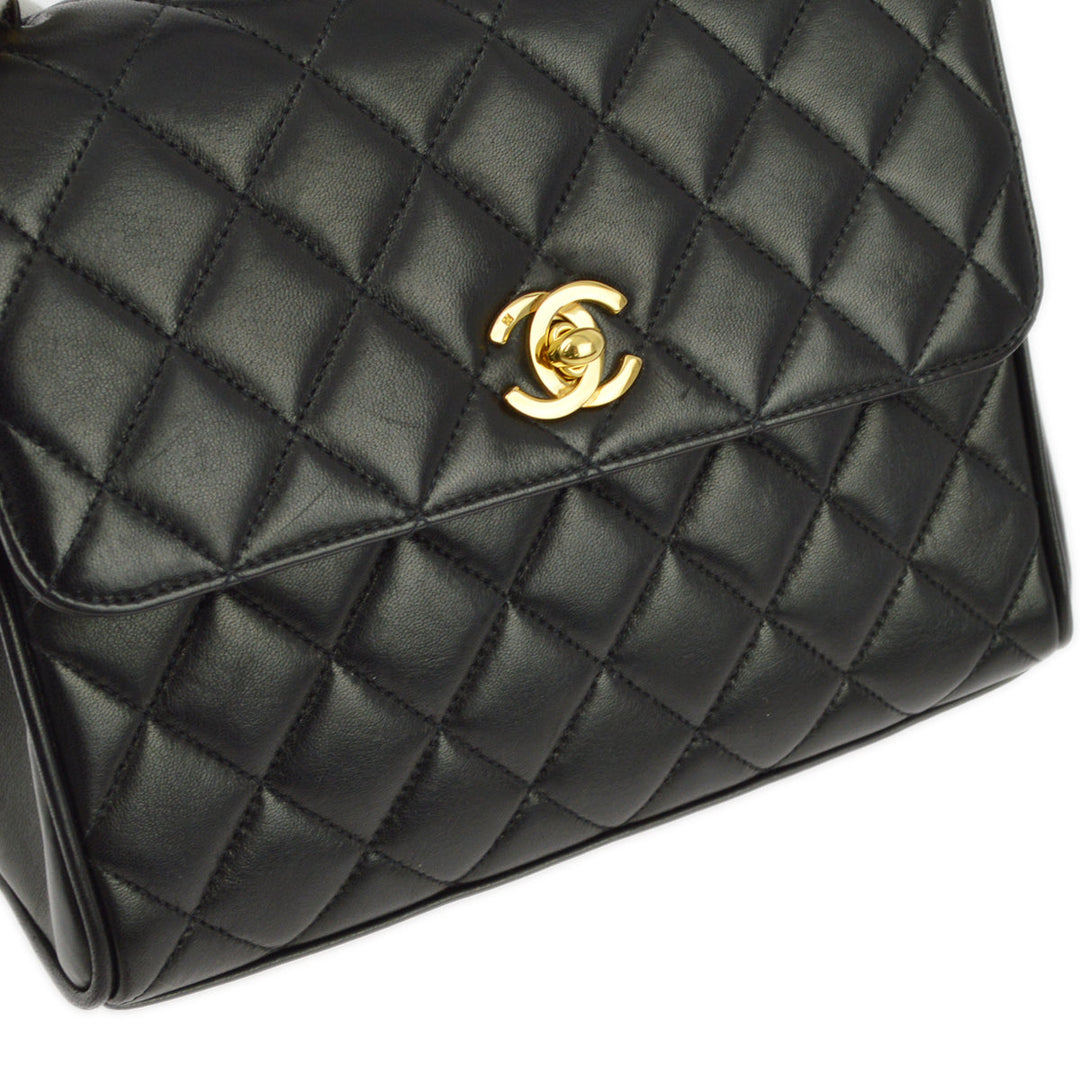 Top Quality Chanel Black Lambskin Straight Flap Handbag