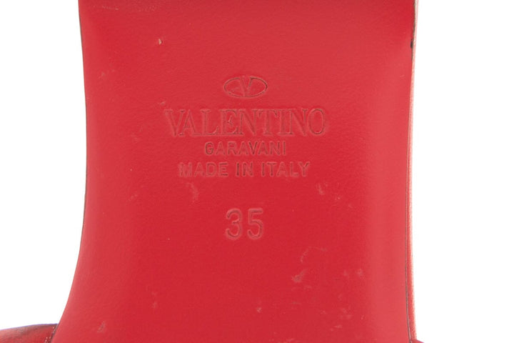 Valentino Red Leather Rockstud Slides SZ 35