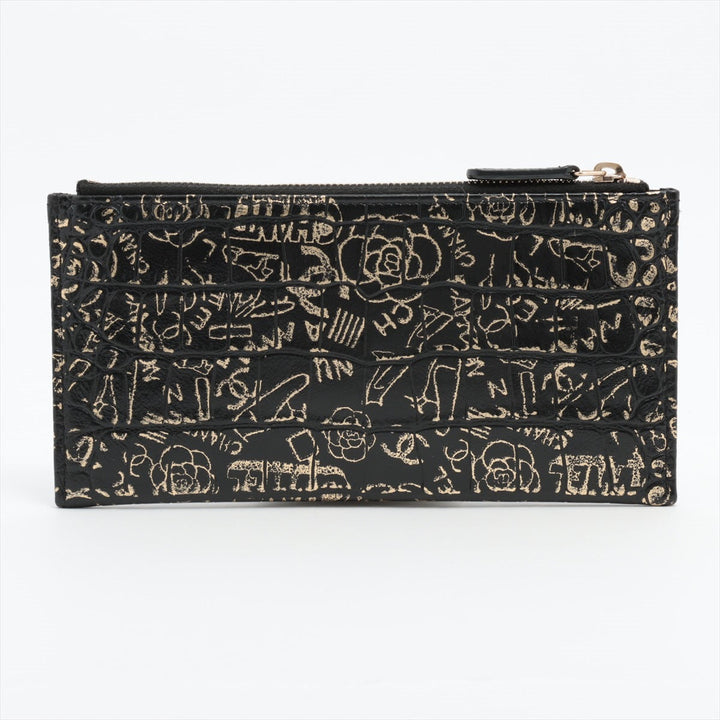 Top Quality Chanel 2.55 Crocodile Press Coin Case Black Gold  28th