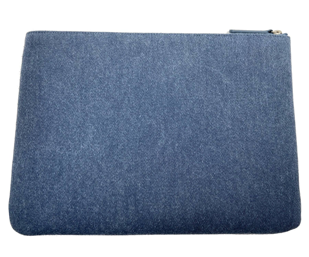 Chanel Brand New Deauville Blue Denim Sequin Large Clutch