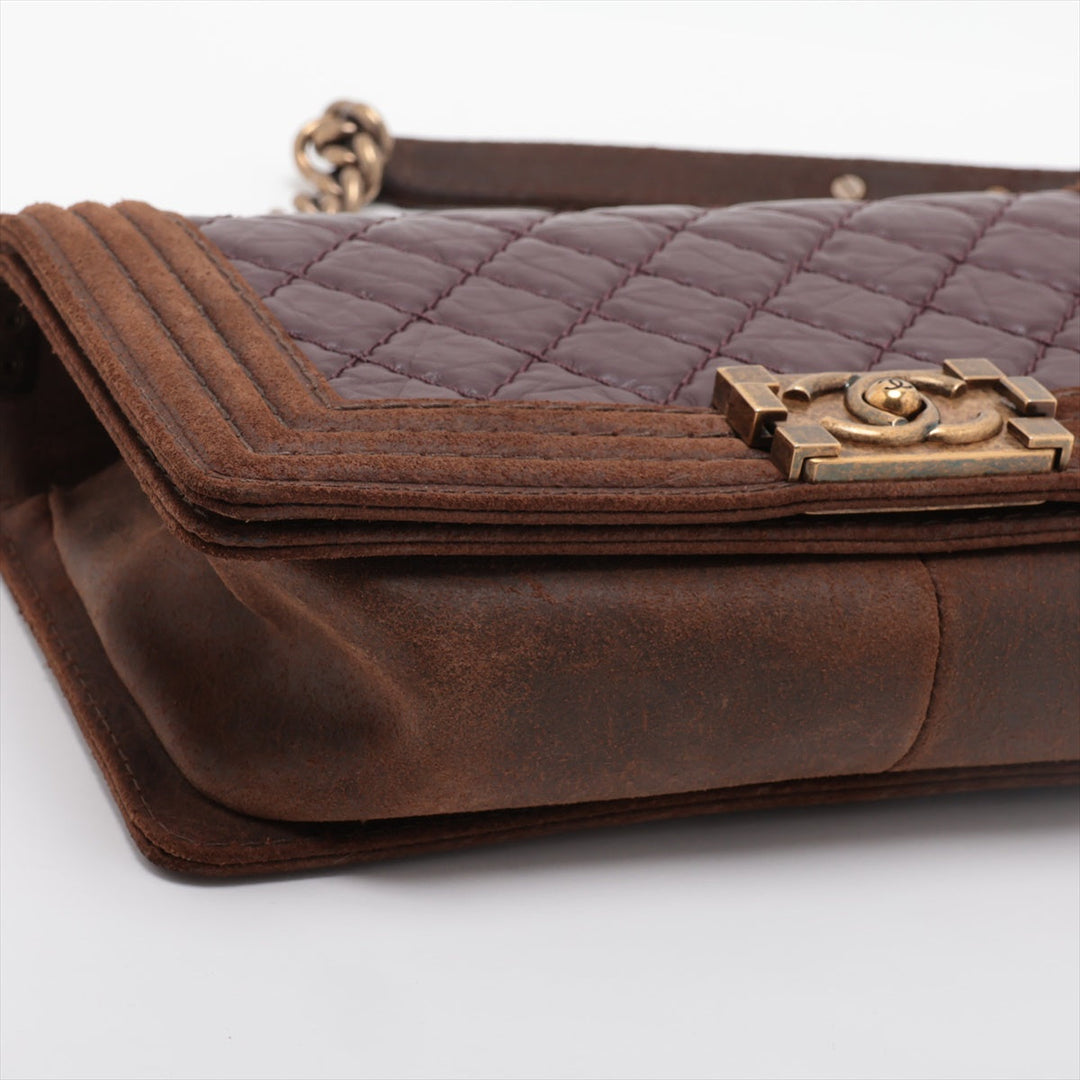 Top Quality Chanel Boy Top Quality Chanel Leather X Chain Shoulder Bag Bordeaux X Brown G  18th