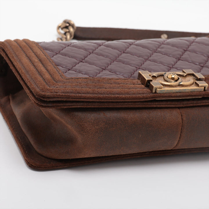 Top Quality Chanel Boy Top Quality Chanel Leather X Chain Shoulder Bag Bordeaux X Brown G  18th