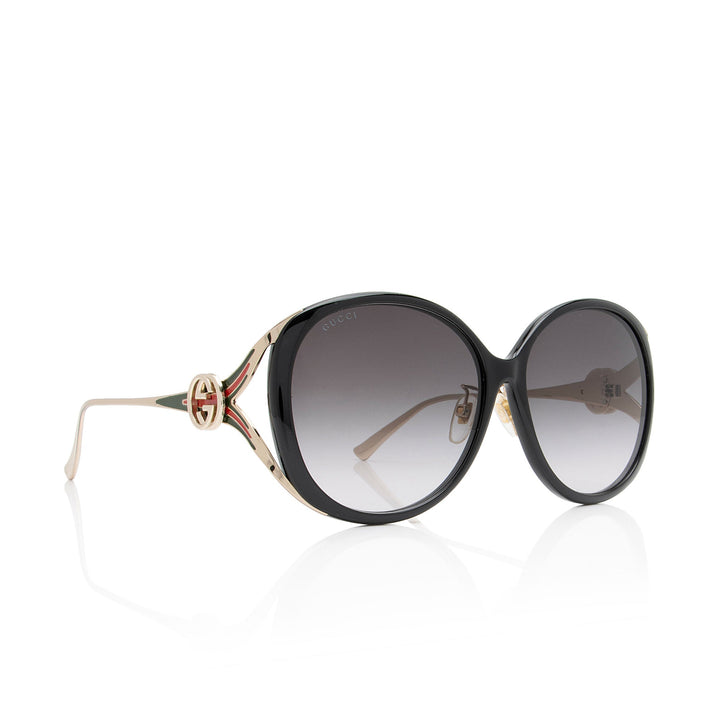 Gucci Interlocking G Web Oversized Oval Sunglasses