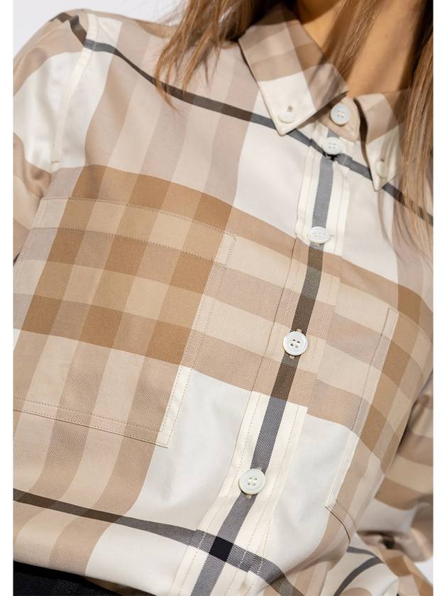 Burberry Check Pattern Cotton Shirt Beige