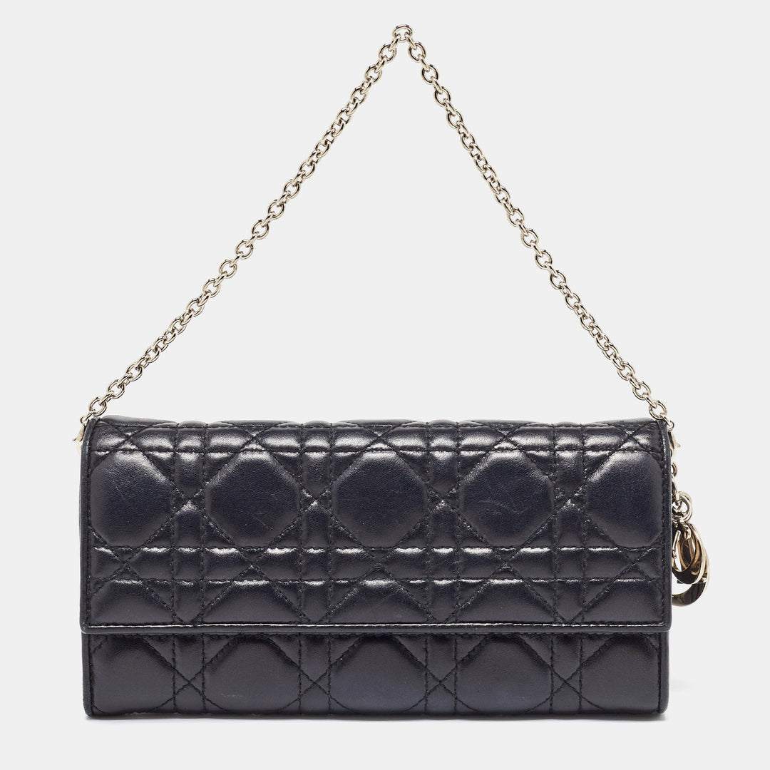 Top quality Dior Black Cannage Leather Lady Wallet On Chain