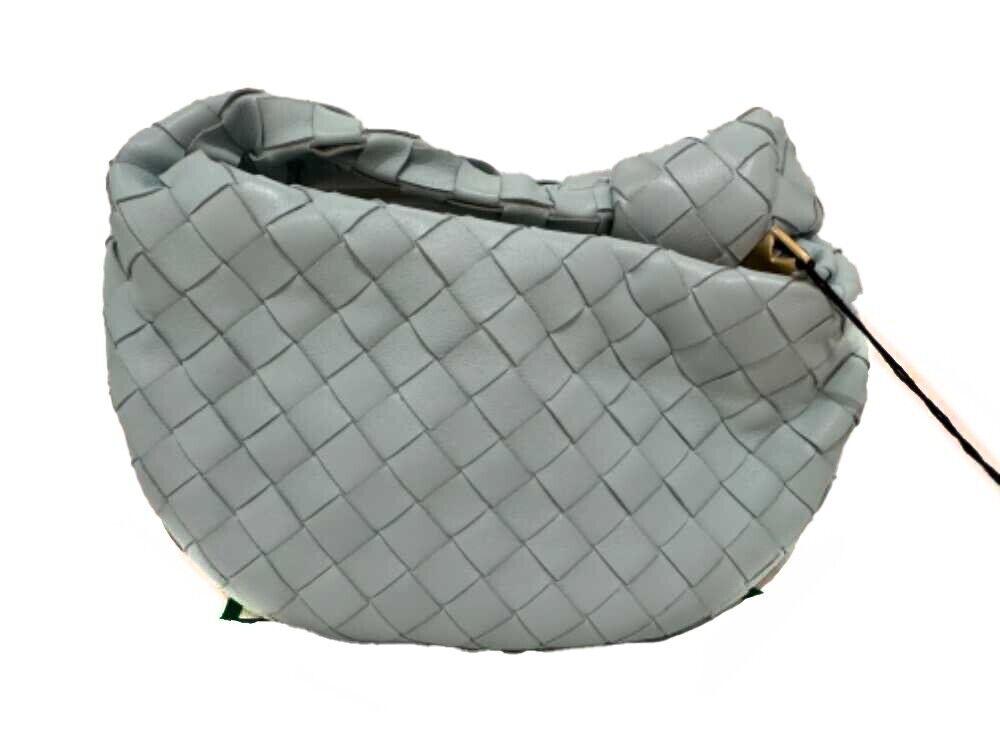 Bottega veneta - Mini Jodie Knotted Leather Washed Teal Blue Teen - Brand New