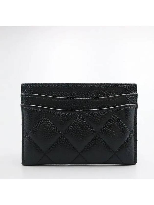 AP0213 Black grained calf caviar skin COCO gold logo classic card holder Matrasse wallet Chanel
