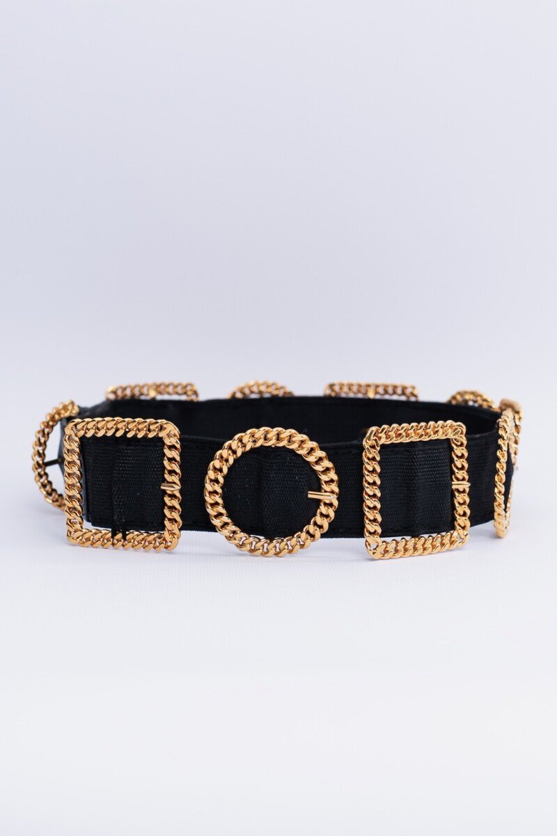Ceinture noire et dor√©e Chanel