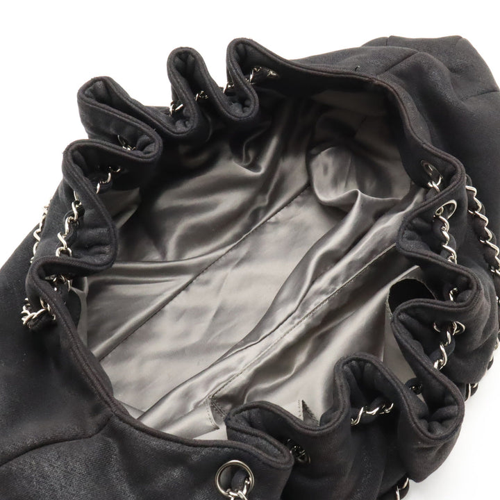 Top Quality Chanel Top Quality Chanel Cocomark Melrose Carpet Mattress Chain Shoulder Bag Cotton Jacket Black Black Silver  A37056