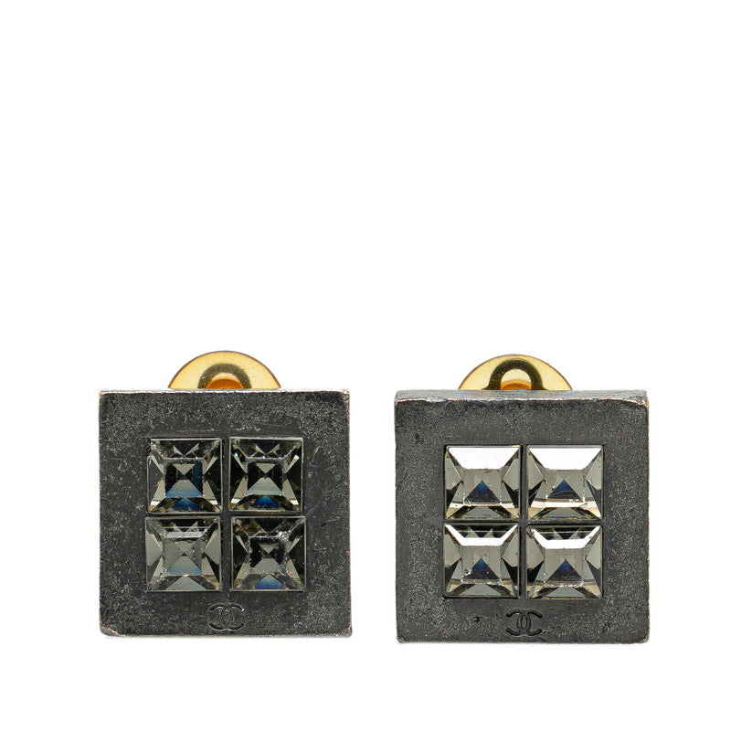 Top Quality Chanel Square Earrings Metal Rhinestone