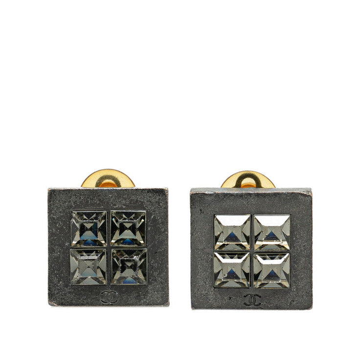 Top Quality Chanel Square Earrings Metal Rhinestone
