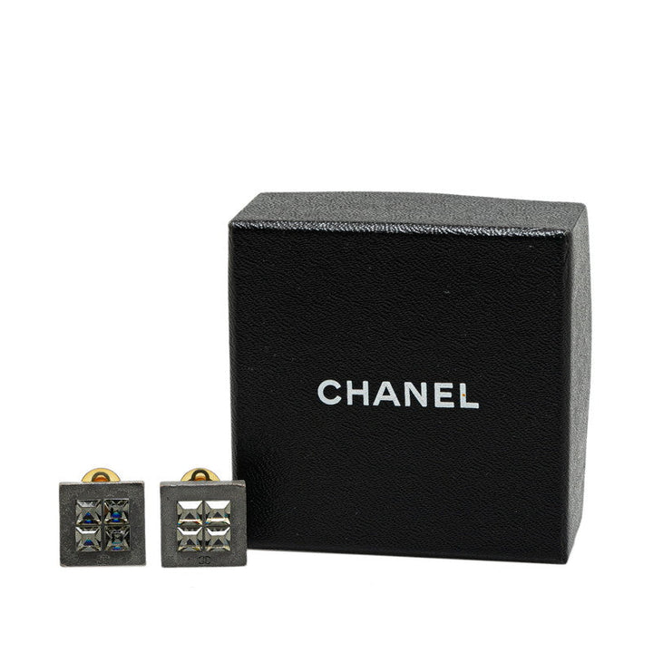 Top Quality Chanel Square Earrings Metal Rhinestone