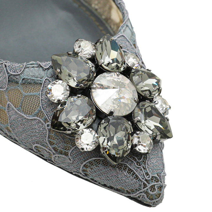 Dolce & Gabbana Gray Bellucci Taormina Lace Mid Heel Pumps 37