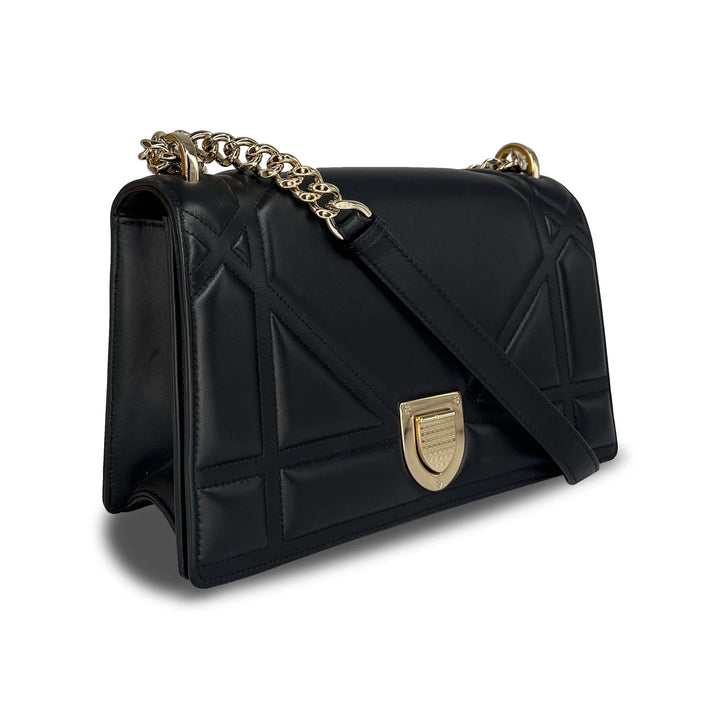 Christian Top quality Dior black calfskin on chain handbag