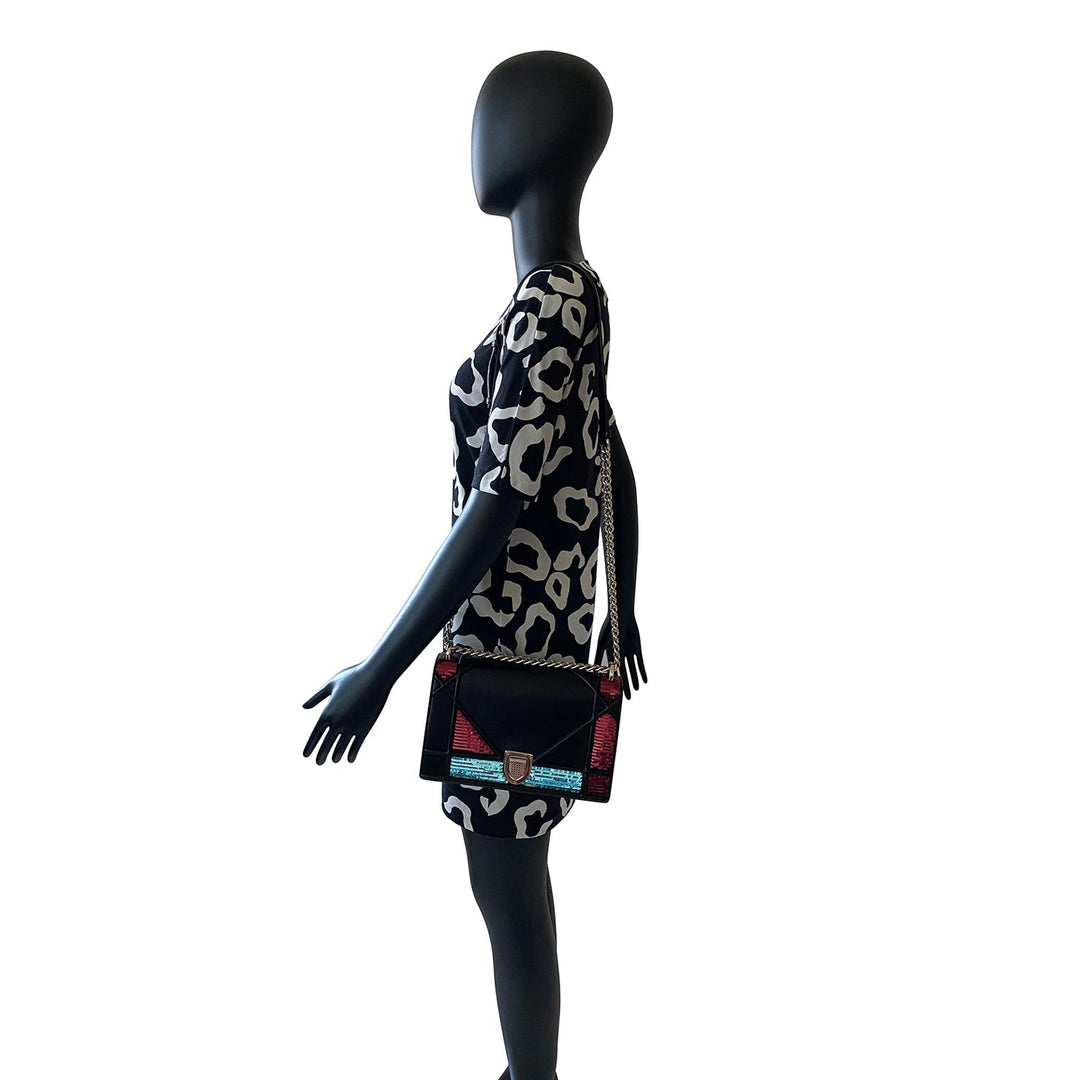 Christian Top quality Dior Sequin Top quality Diorama Medium Shoulder Bag