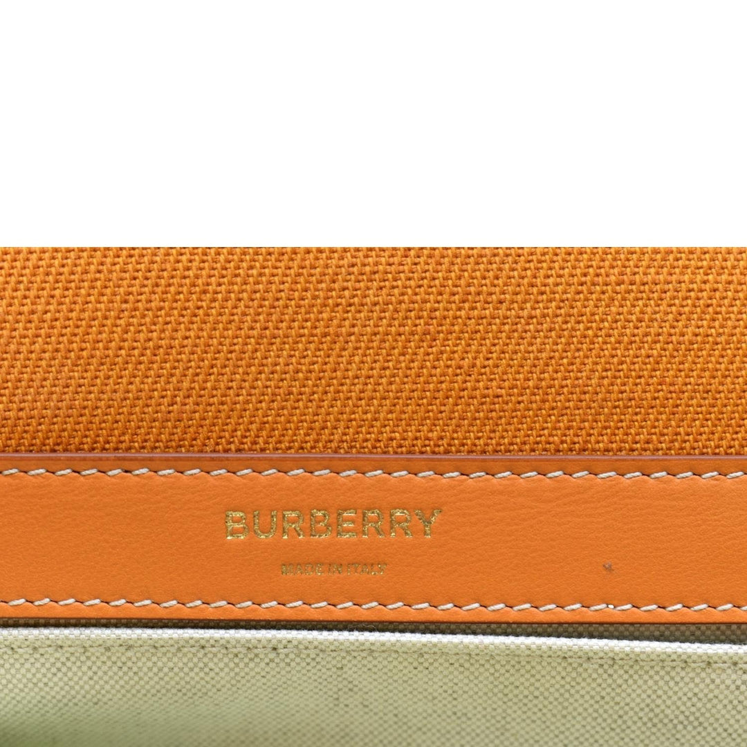 Burberry Horseferry Print Lola Canvas Leather Shoulder Bag Orange