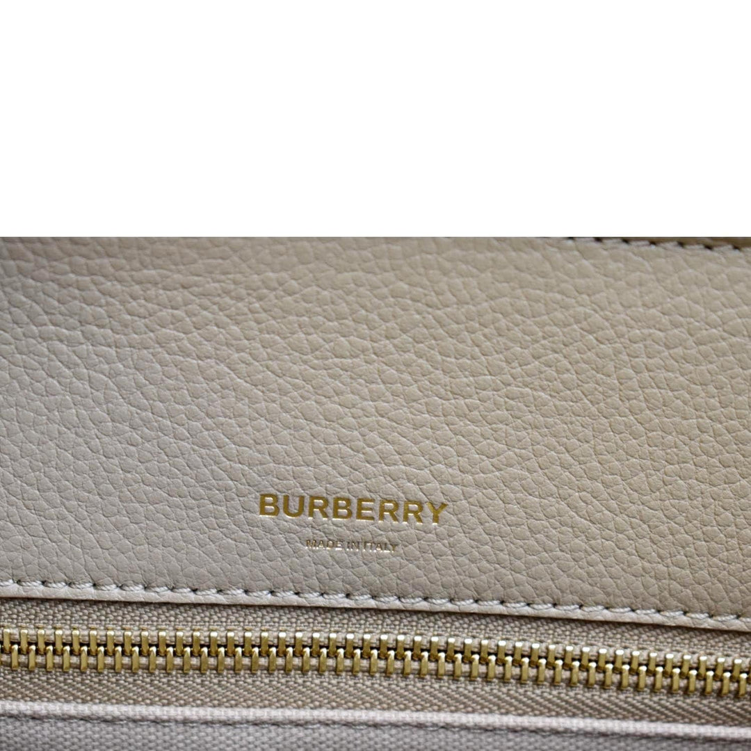 BURBERRY Small Title Leather Tote Bag Beige