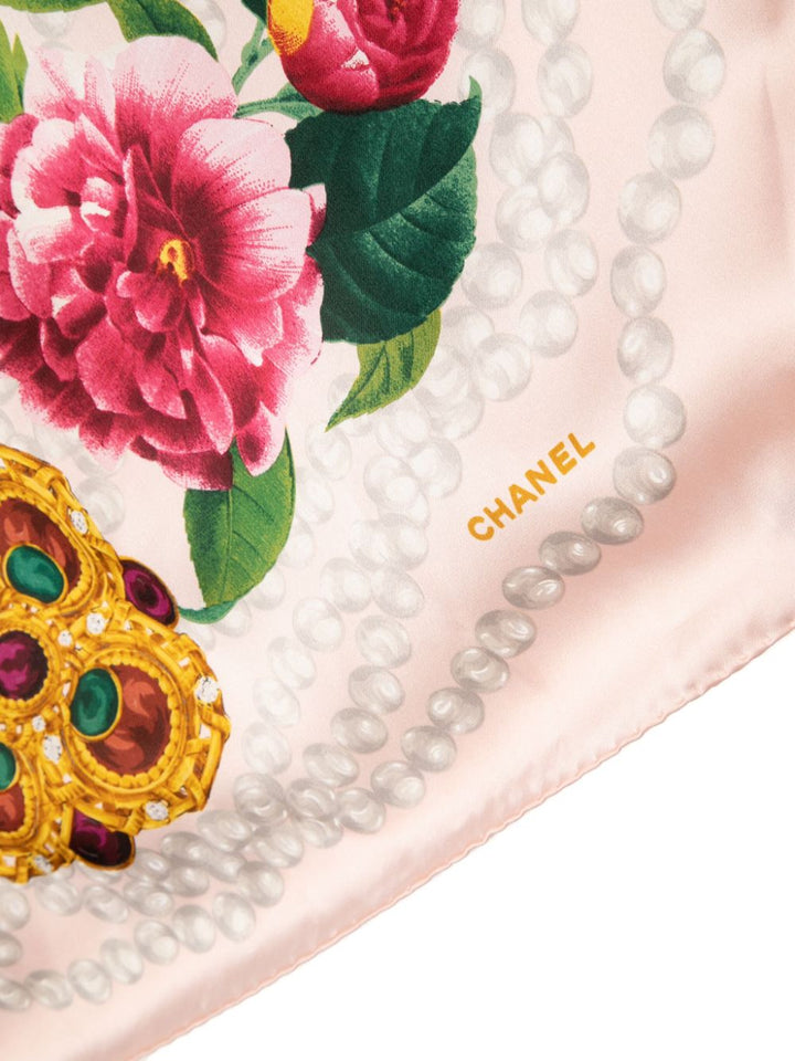 Chanel Camellia Pearl silk scarf