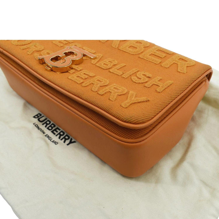 Burberry Horseferry Print Lola Canvas Leather Shoulder Bag Orange