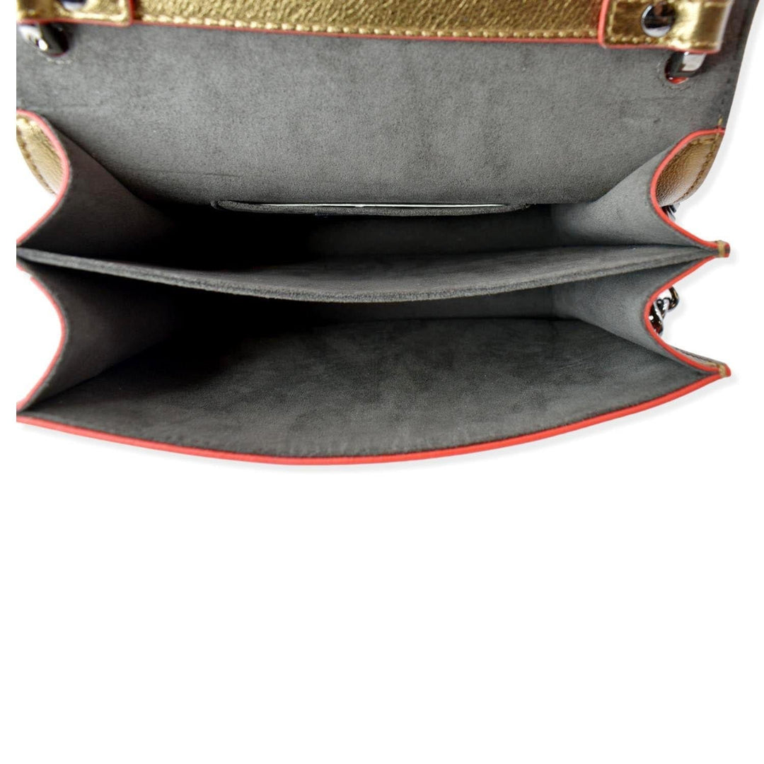 Fendi Kan I Small Studded Metallic Leather Chain Shoulder Bag Gold