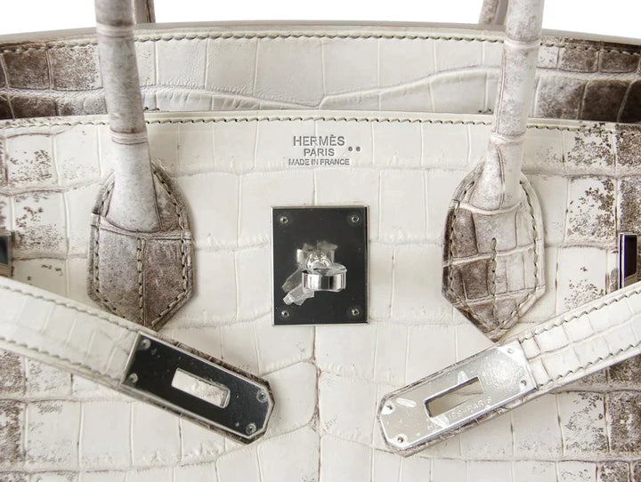 Hermes Himalayan Handmade Birkin 30 Niloticus Himalaya Blanc Crocodile Palladium