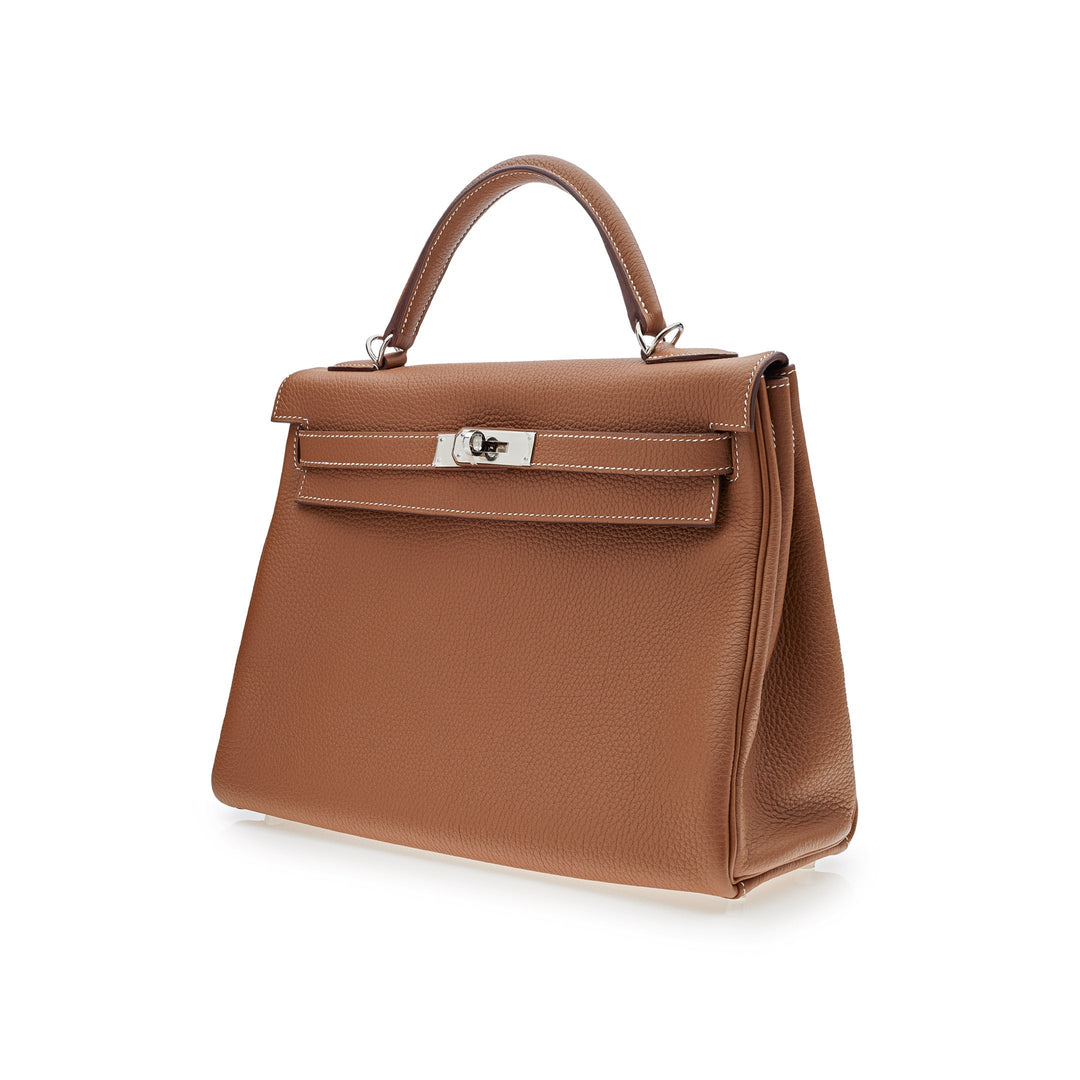 Top quality Hermes Kelly 32 Retourne Gold Togo Palladium Hardware