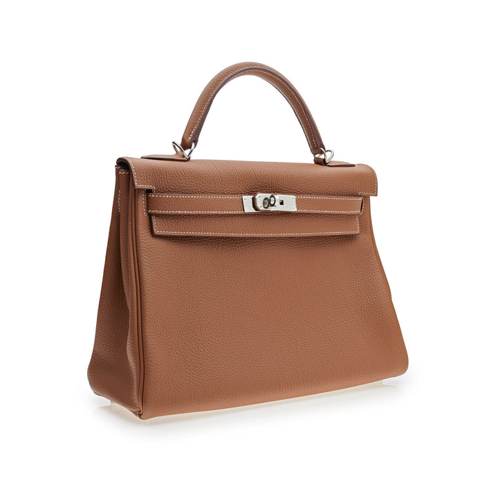 Top quality Hermes Kelly 32 Retourne Gold Togo Palladium Hardware