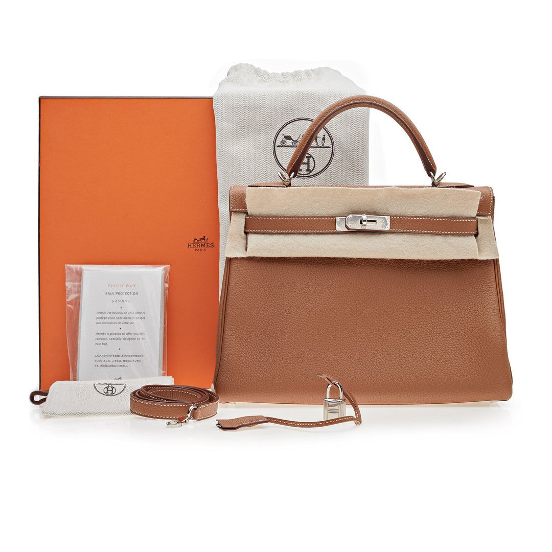 Top quality Hermes Kelly 32 Retourne Gold Togo Palladium Hardware