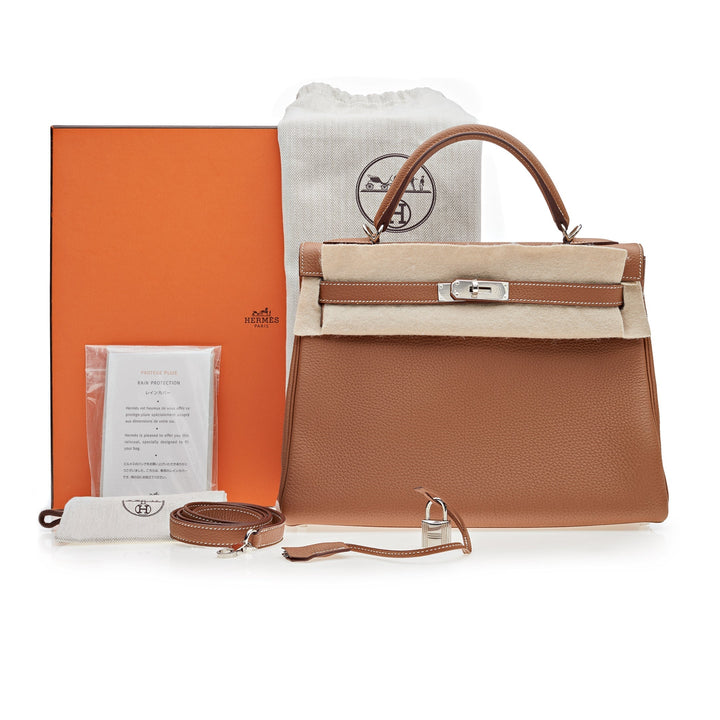 Top quality Hermes Kelly 32 Retourne Gold Togo Palladium Hardware