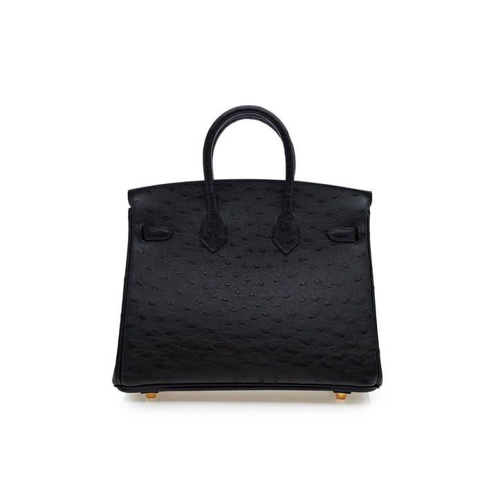Top quality Hermes Birkin 25 Noir Ostrich Leather Gold Hardware