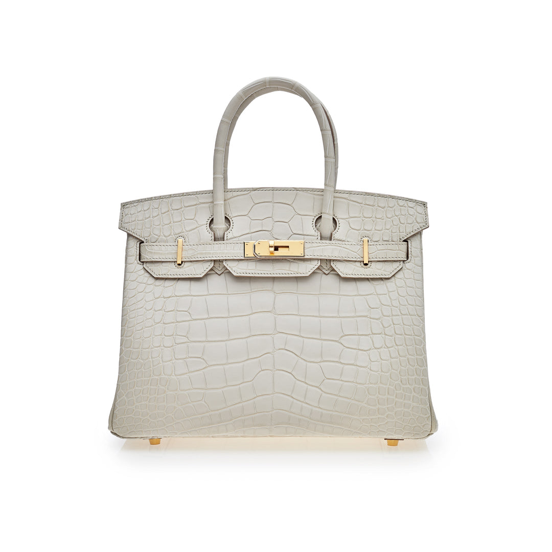 Top quality Hermes Birkin 30 Beton Matte Alligator Mississippiensis Gold Hardware