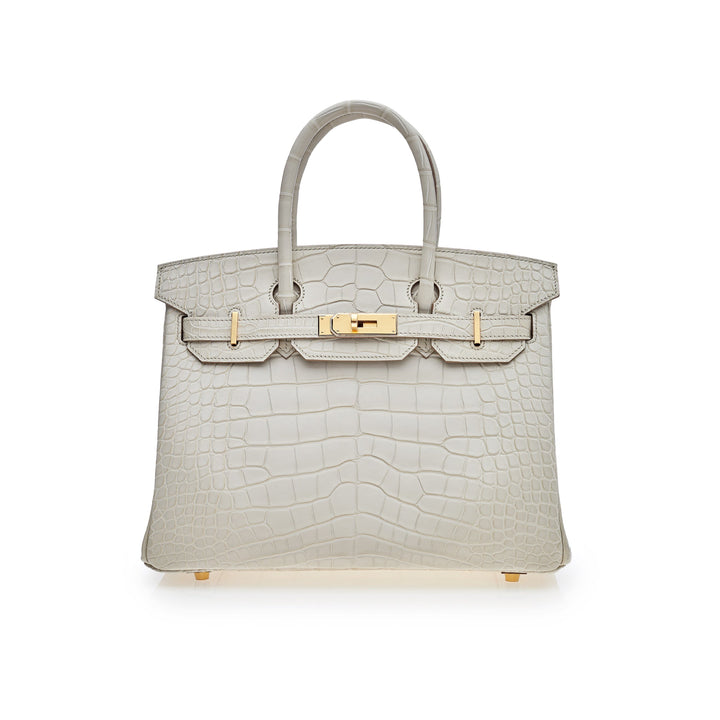 Top quality Hermes Birkin 30 Beton Matte Alligator Mississippiensis Gold Hardware