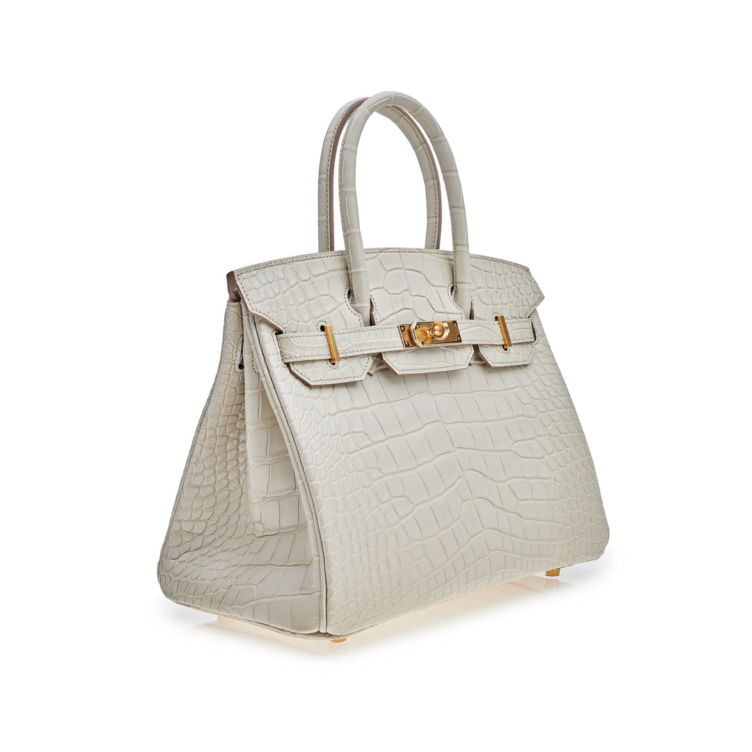 Top quality Hermes Birkin 30 Beton Matte Alligator Mississippiensis Gold Hardware