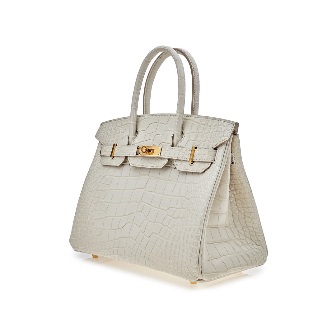 Top quality Hermes Birkin 30 Beton Matte Alligator Mississippiensis Gold Hardware