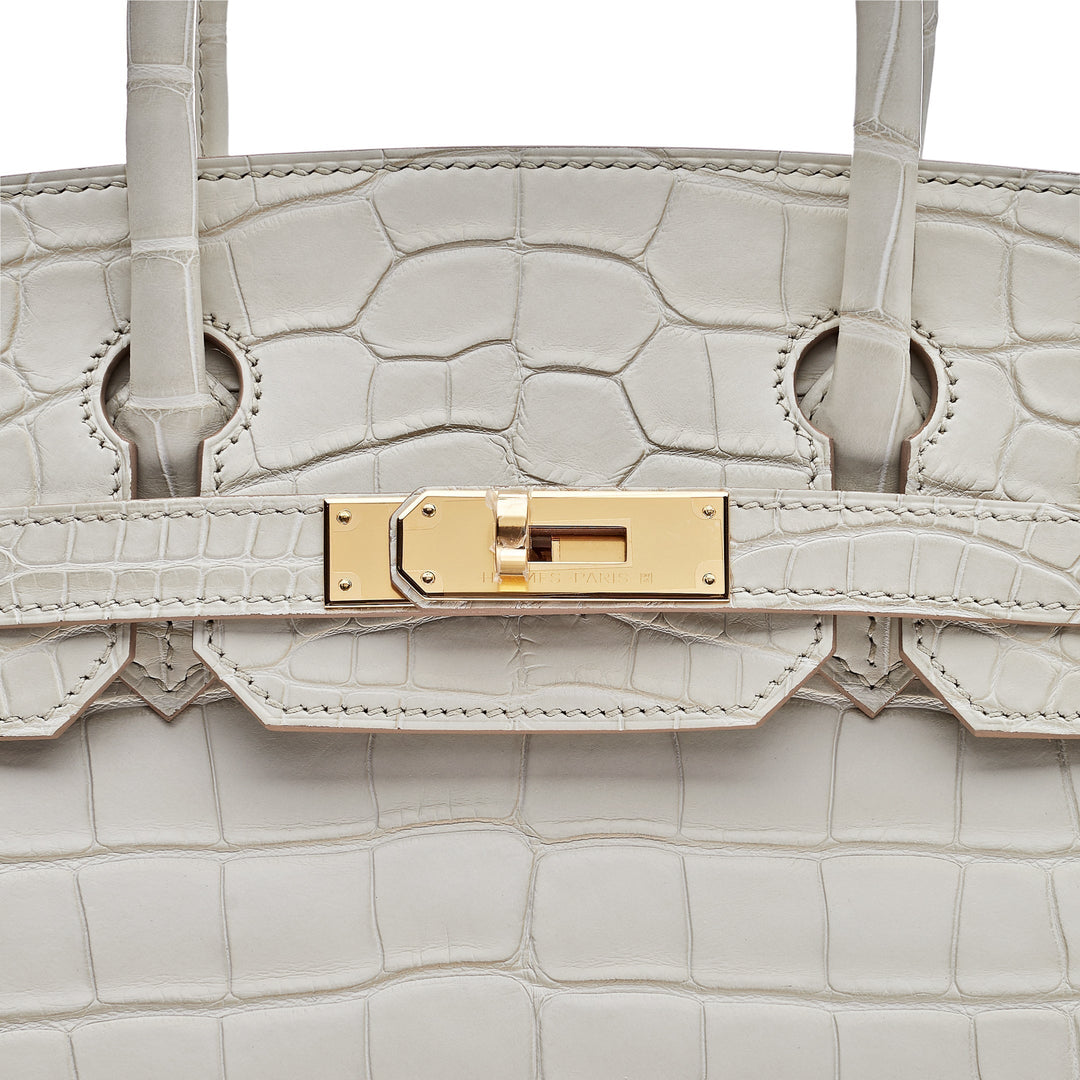 Top quality Hermes Birkin 30 Beton Matte Alligator Mississippiensis Gold Hardware