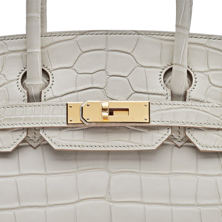 Top quality Hermes Birkin 30 Beton Matte Alligator Mississippiensis Gold Hardware