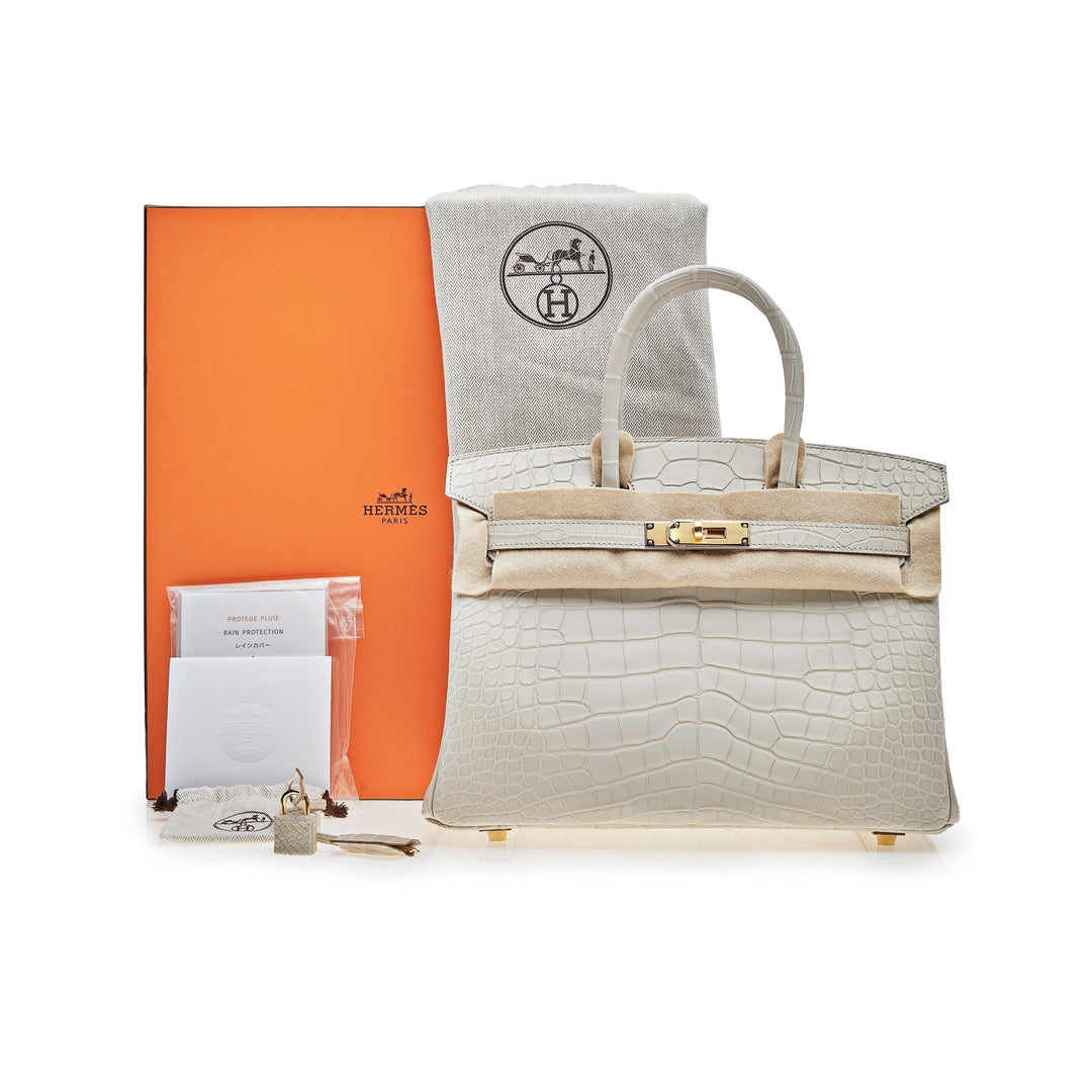 Top quality Hermes Birkin 30 Beton Matte Alligator Mississippiensis Gold Hardware