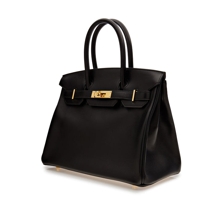 Top quality Hermes Birkin 30 Black Box Leather Gold Hardware