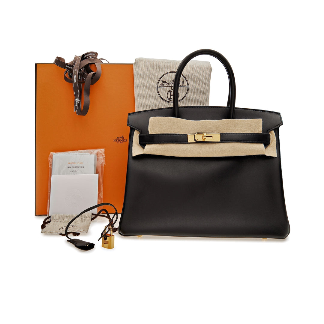 Top quality Hermes Birkin 30 Black Box Leather Gold Hardware